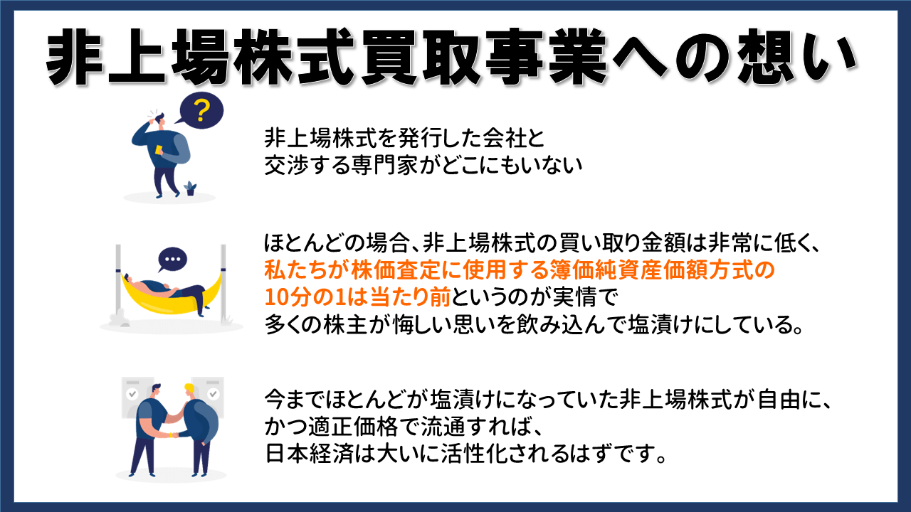 非上場株式買取事業への思い